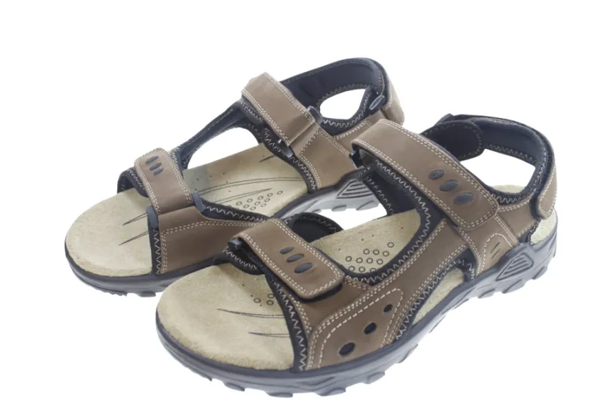 Trekkingsandaler herre brunt skinn str. 43