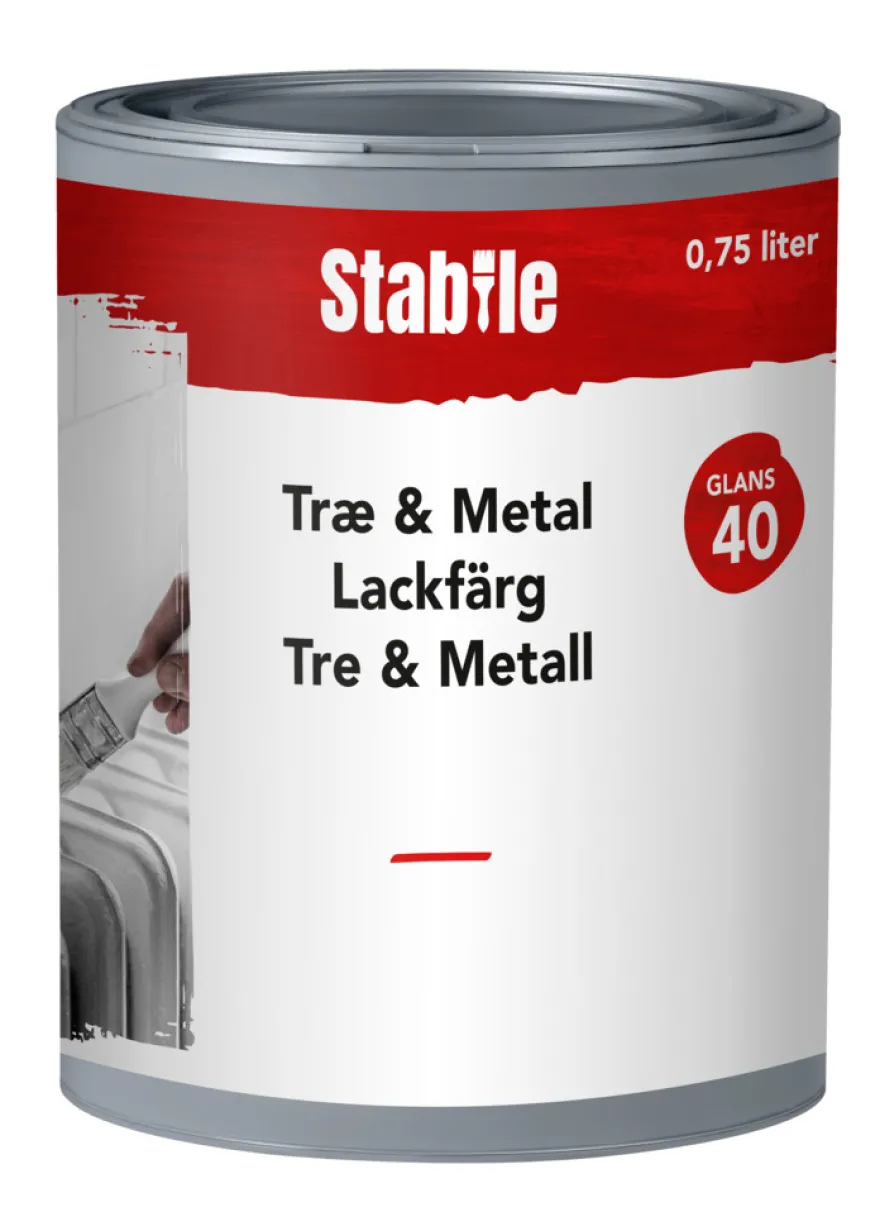 Tre- & metallmaling hvit vannbasert 0,75 l - Stabile