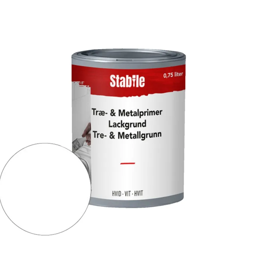 Tre- og metallprimer hvit vannbasert 0,75 l - Stabile