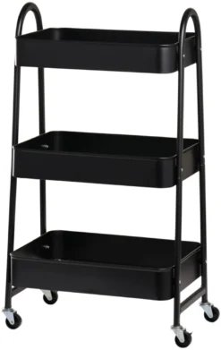 Trillebord med 3 hyller svart 44 x 30 x 79 cm - DAY