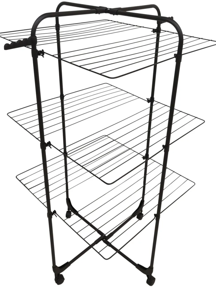 Tørkestativ m/hjul svart 70 x 70 x 133 cm