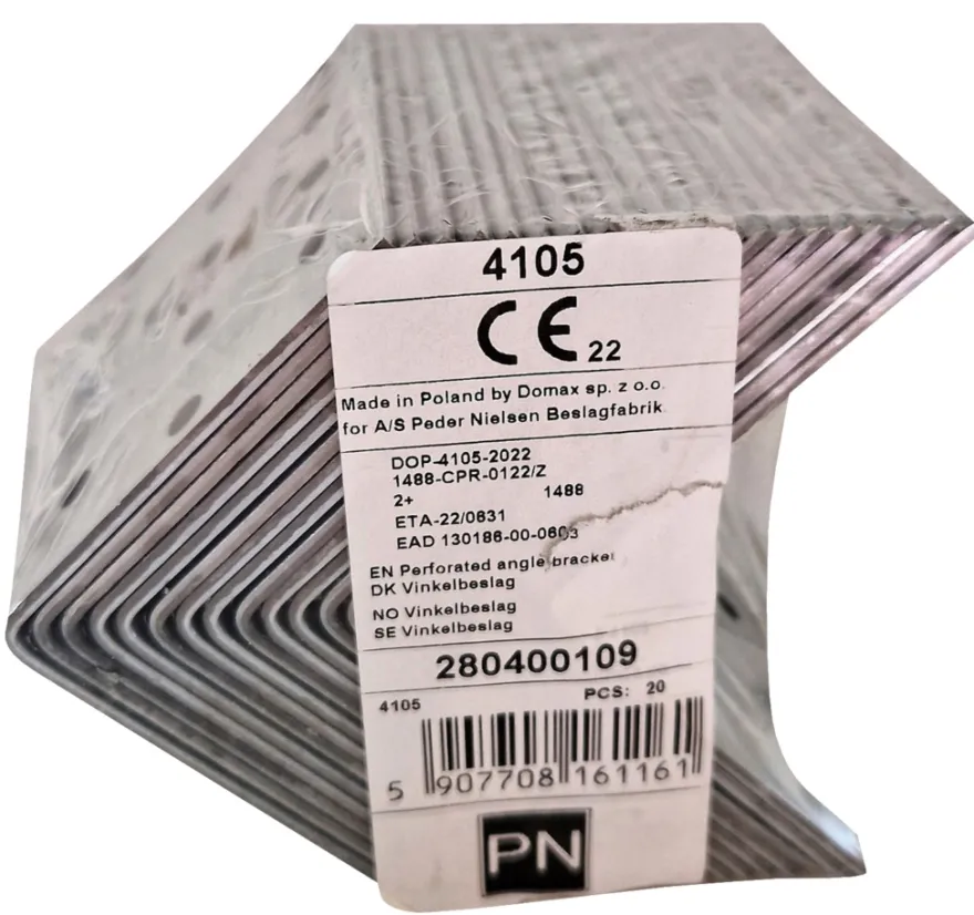 Vinkelbeslag 60 × 60 × 80 mm 20-pk.
